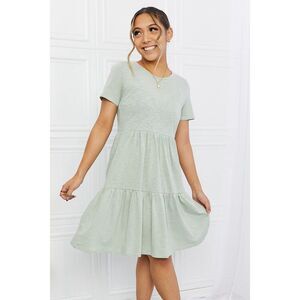 Bombom Short Sleeve Round Neck Tiered Tee Dress